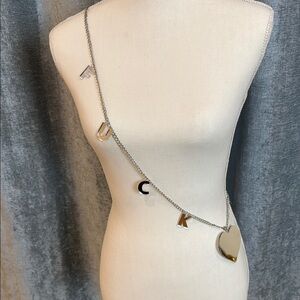 F*ck Silver Heart Charm Body Necklace